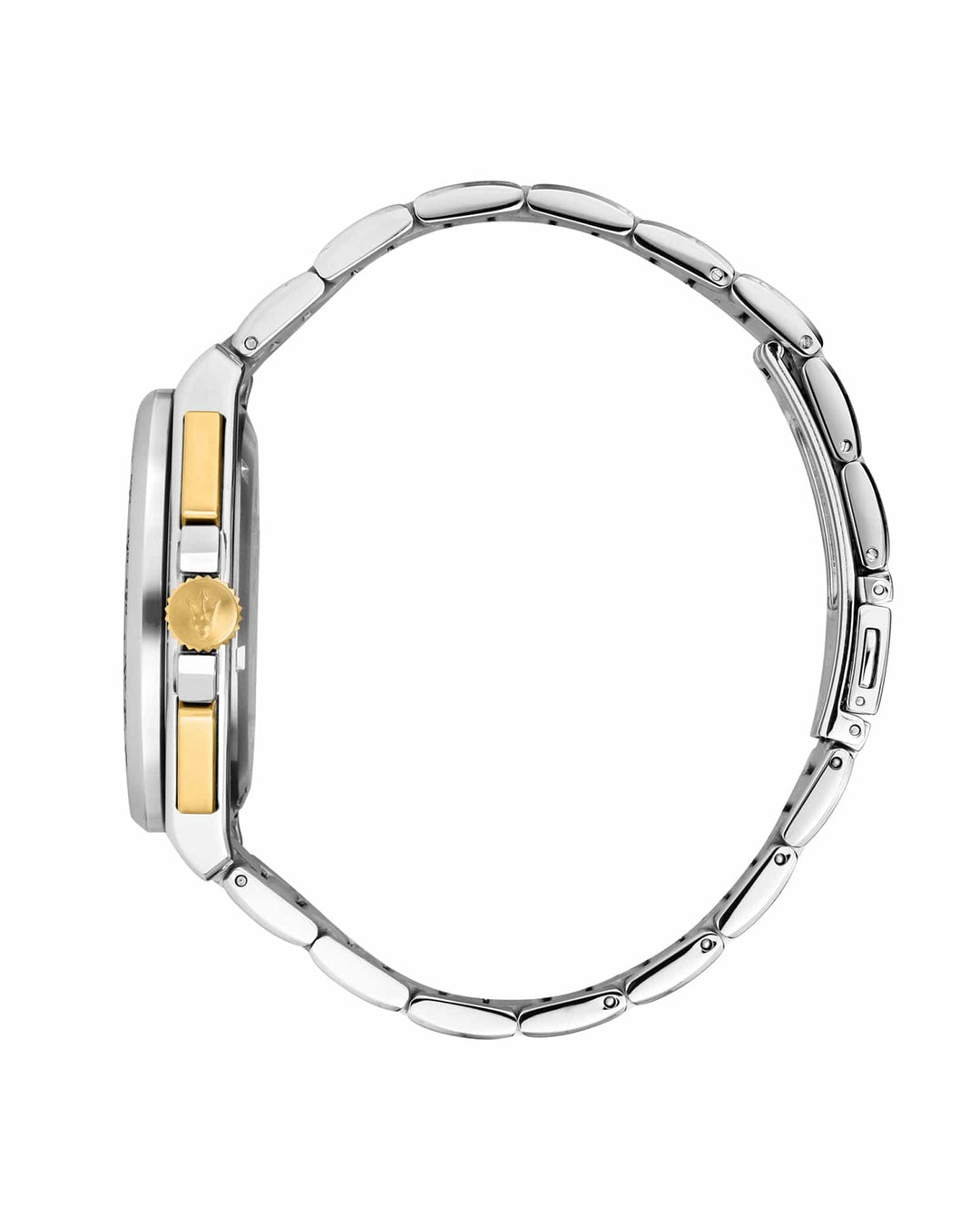 Watch Maserati Velocita 43mm Chrono Black Dial Two Tone Stainless Steel Strap Watch Brand