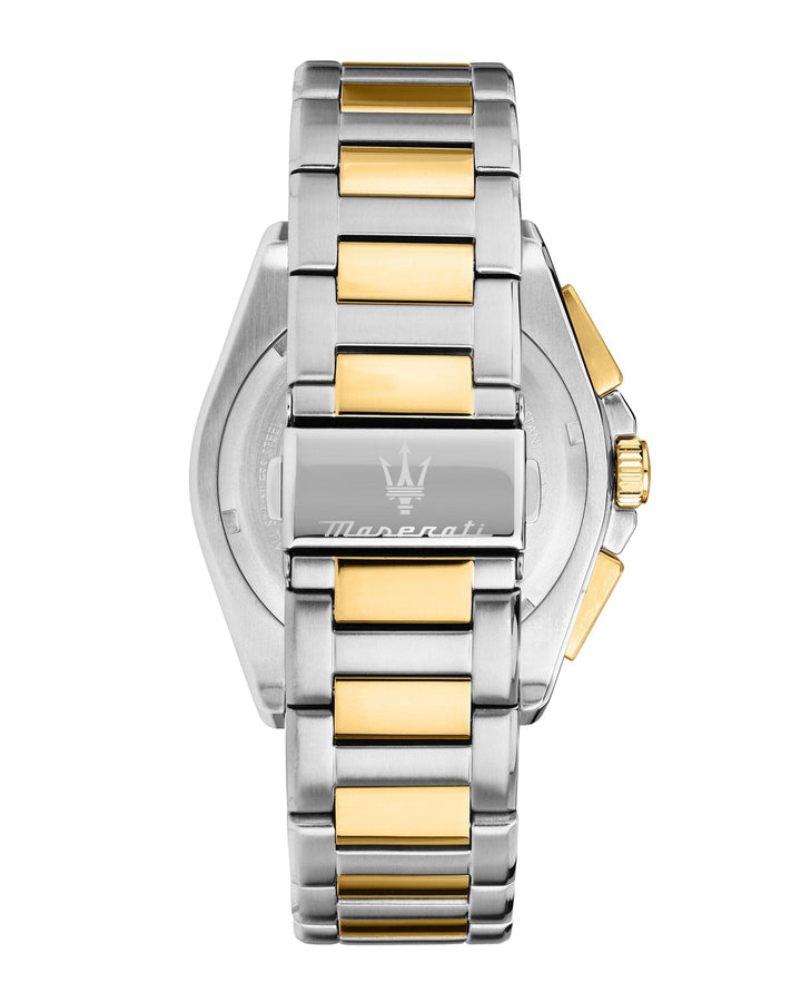 Watch Maserati Velocita 43mm Chrono Black Dial Two Tone Stainless Steel Strap Watch Brand