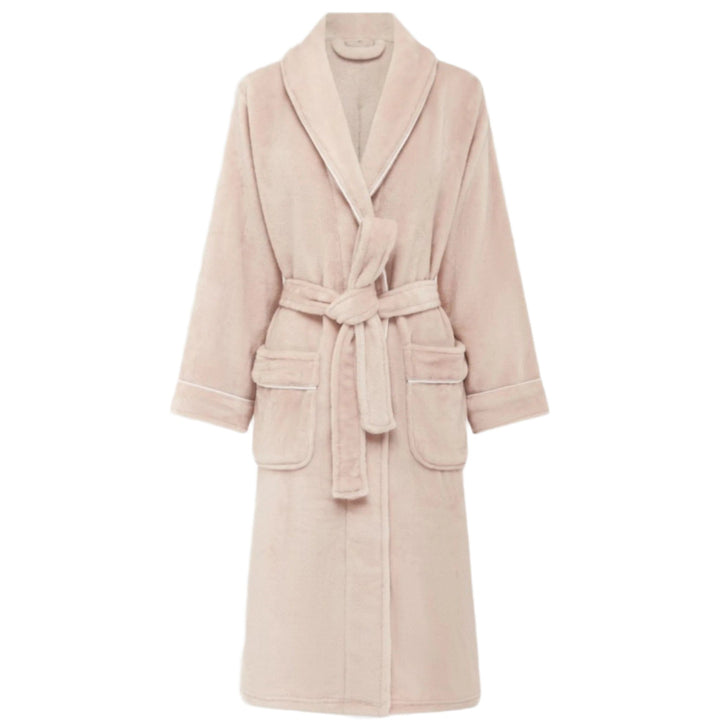 Brogo Bathrobes Brogo Luxe Bathrobe Blush - White Piping Brogo Luxe Bathrobe Blush - White Piping Brand