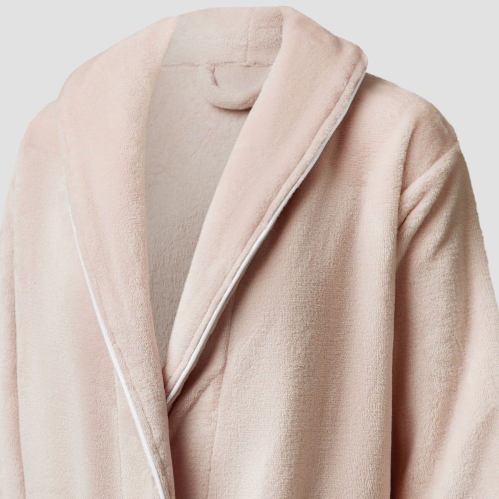 Brogo Bathrobes Brogo Luxe Bathrobe Blush - White Piping Brogo Luxe Bathrobe Blush - White Piping Brand