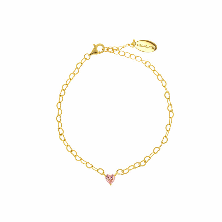 Georgini Bracelet Georgini Sweetheart Heart Chain Bracelet Pink Gold Brand