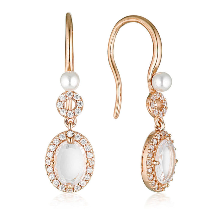 Georgini Earring Georgini Noel Nights Sliced Stone Pearl Drop Earrings Rose Gold Brand