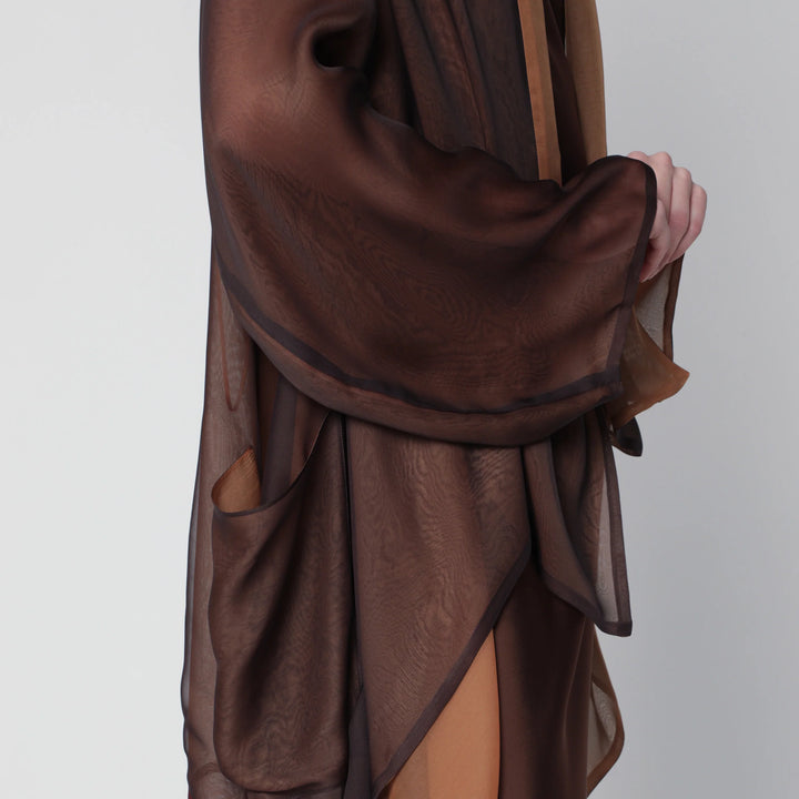 Alberta Ferretti - Brown cape in silk organza