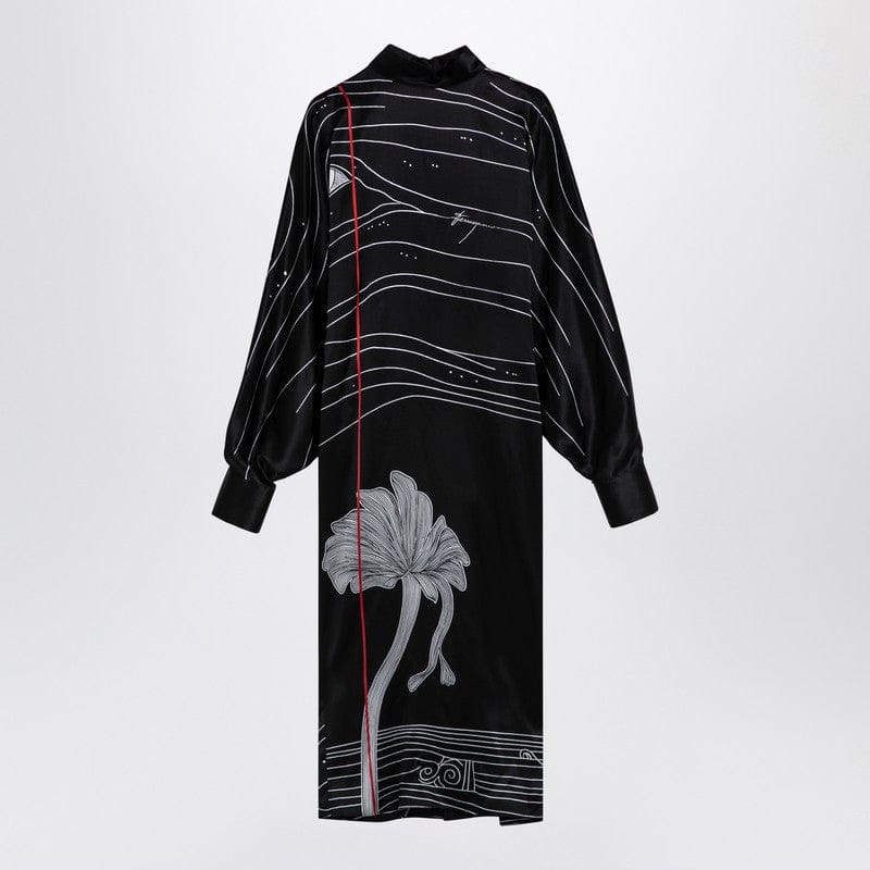 Dresses Ferragamo - Black silk satin midi dress - S Brand