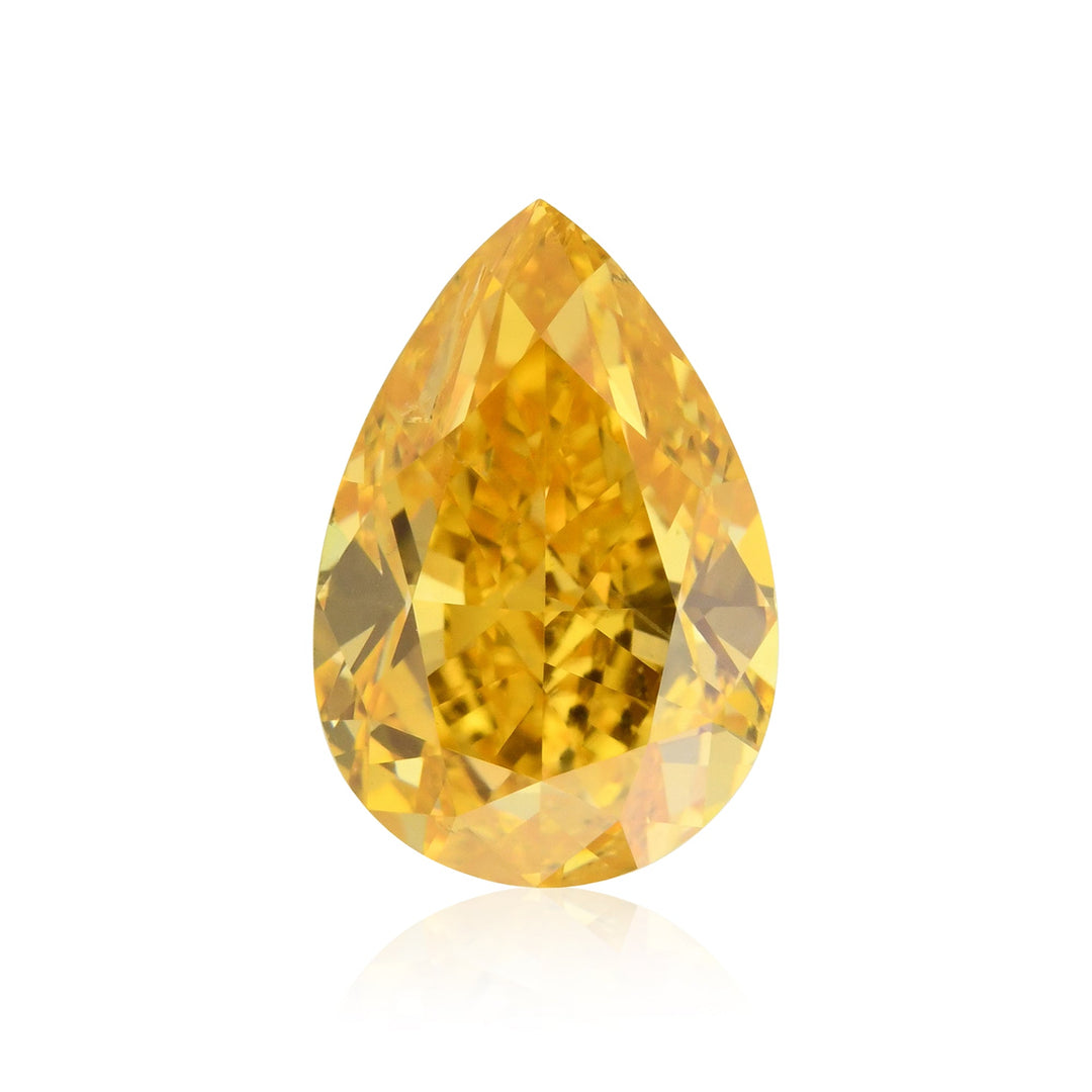 1.10 Carat Fancy Vivid Orange Yellow Pear Diamond GIA (I1)