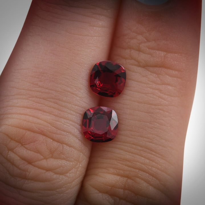 1.58 Carat Red MOZAMBIQUE Cushion Rubies Pair
