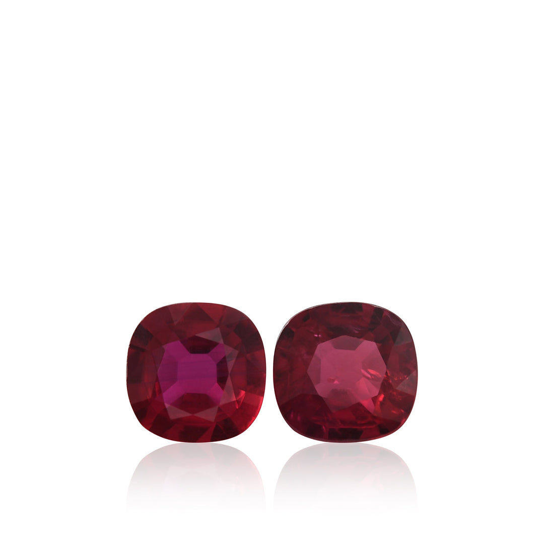 1.86 Carat Red MOZAMBiQUE Cushion Rubies Pair