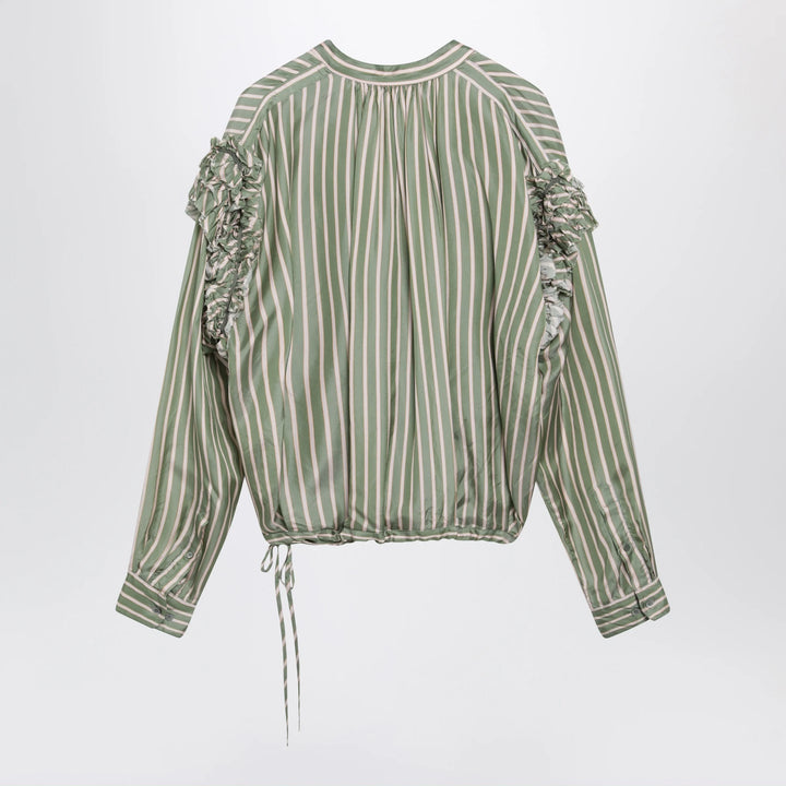 Dries Van Noten - Green striped wrap shirt in cupro