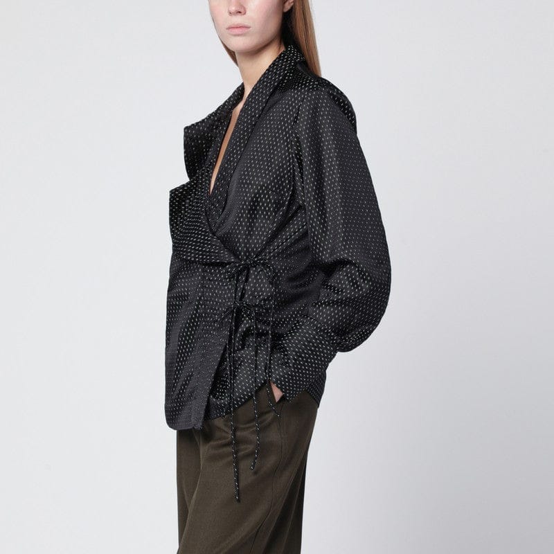 Shirts & Tops Dries Van Noten - Black wrap shirt with jacquard texture - S Brand