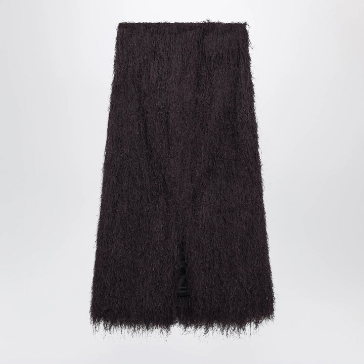 Dries Van Noten - Dark purple midi skirt with fringes