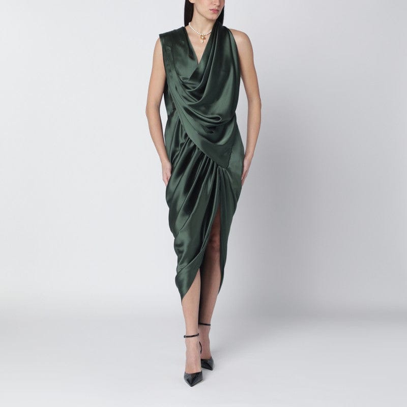 Dresses Vivienne Westwood - Green satin draped midi dress - 42 IT Brand