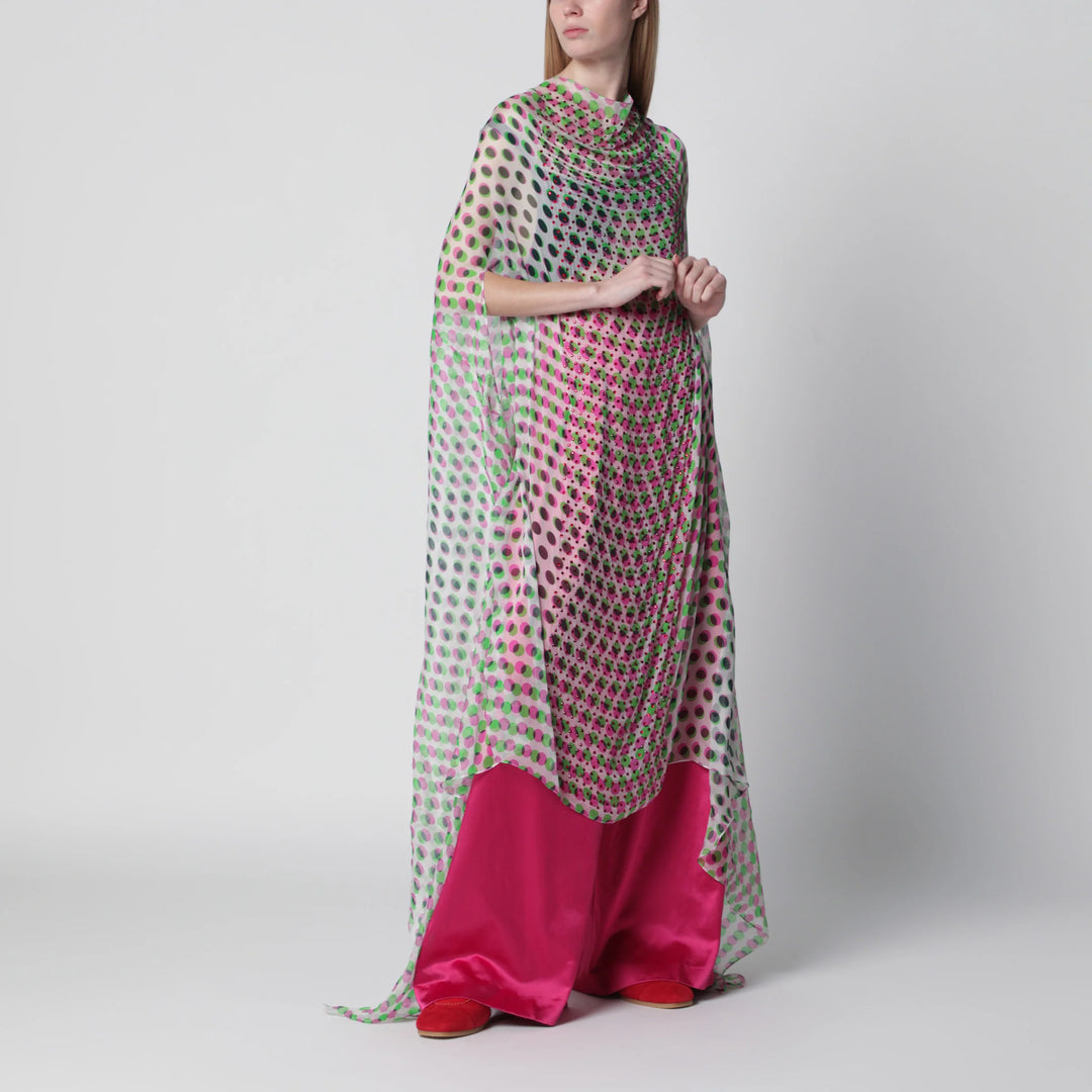 Dries Van Noten - Écru polka-dot sheer silk cape