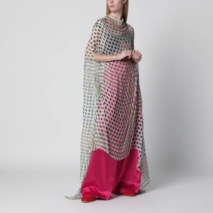 Dries Van Noten - Écru polka-dot sheer silk cape