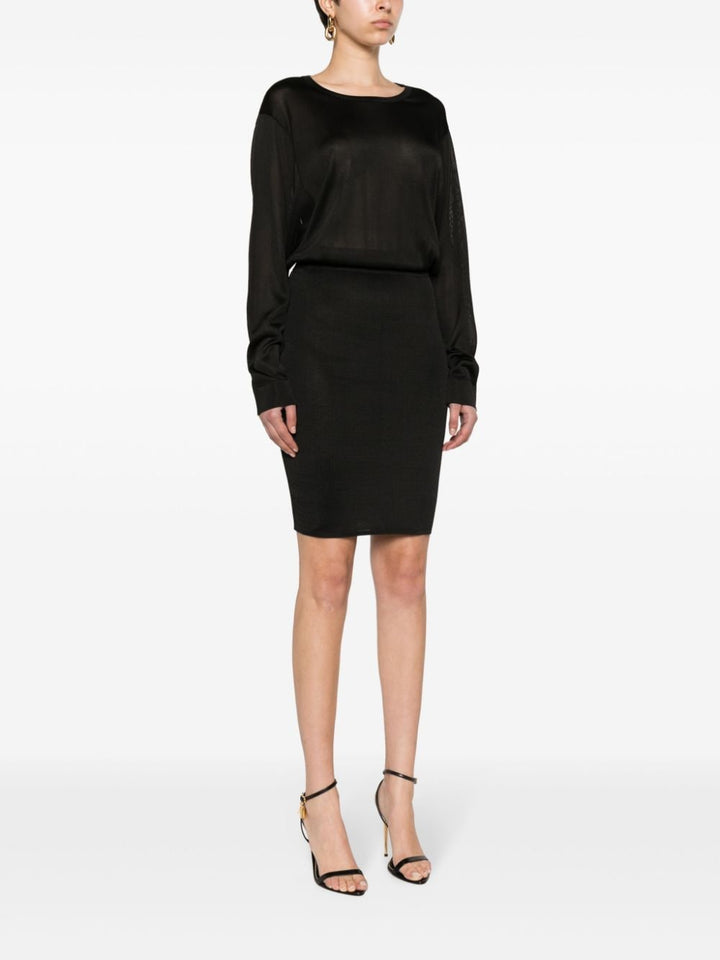 Saint Laurent Black Knitted Semi-Sheer Dress