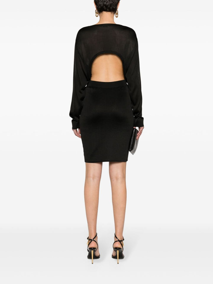 Saint Laurent Black Knitted Semi-Sheer Dress