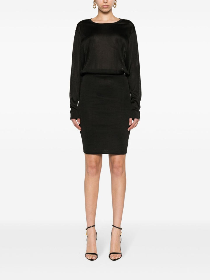 Saint Laurent Black Knitted Semi-Sheer Dress