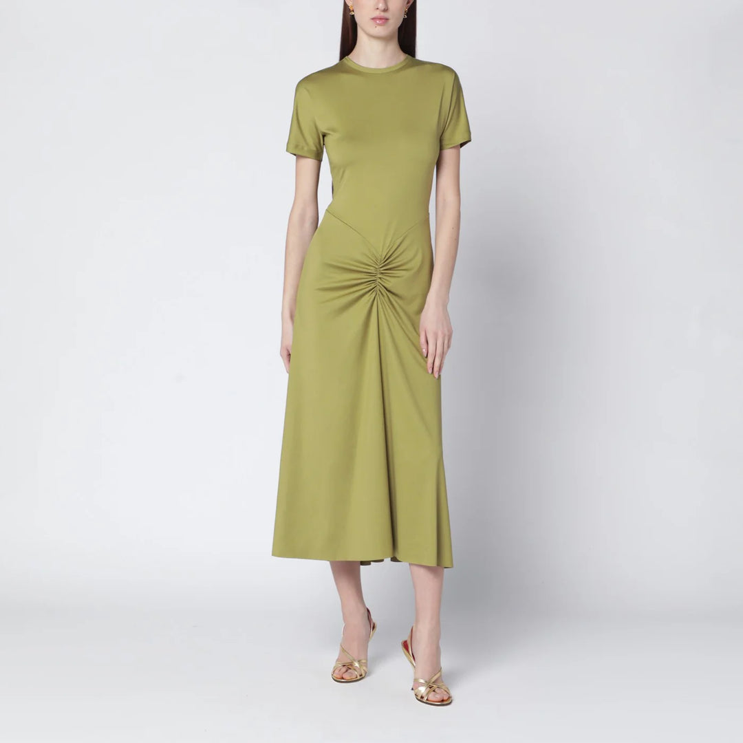 Victoria Beckham - Blaire dress with gathered waist in yellowish green