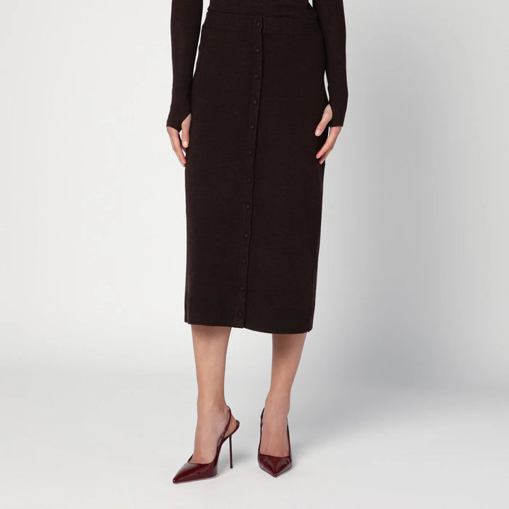 Victoria Beckham - Brown midi skirt in wool blend
