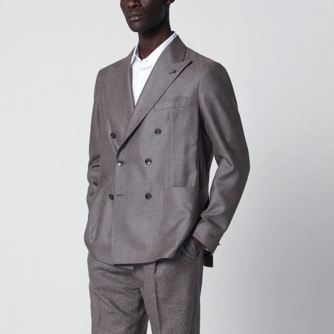 Tagliatore - Grey silk and wool double-breasted jacket
