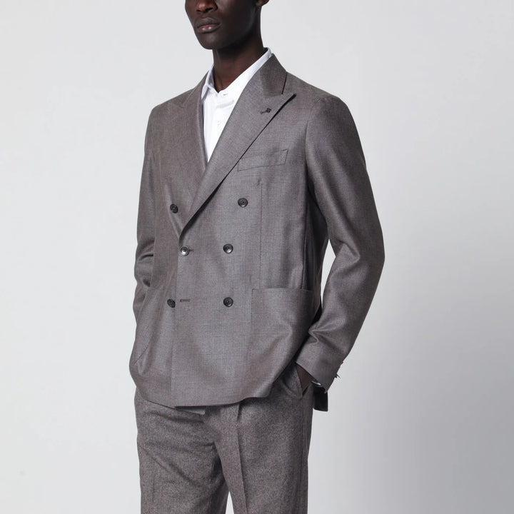 Tagliatore - Grey silk and wool double-breasted jacket