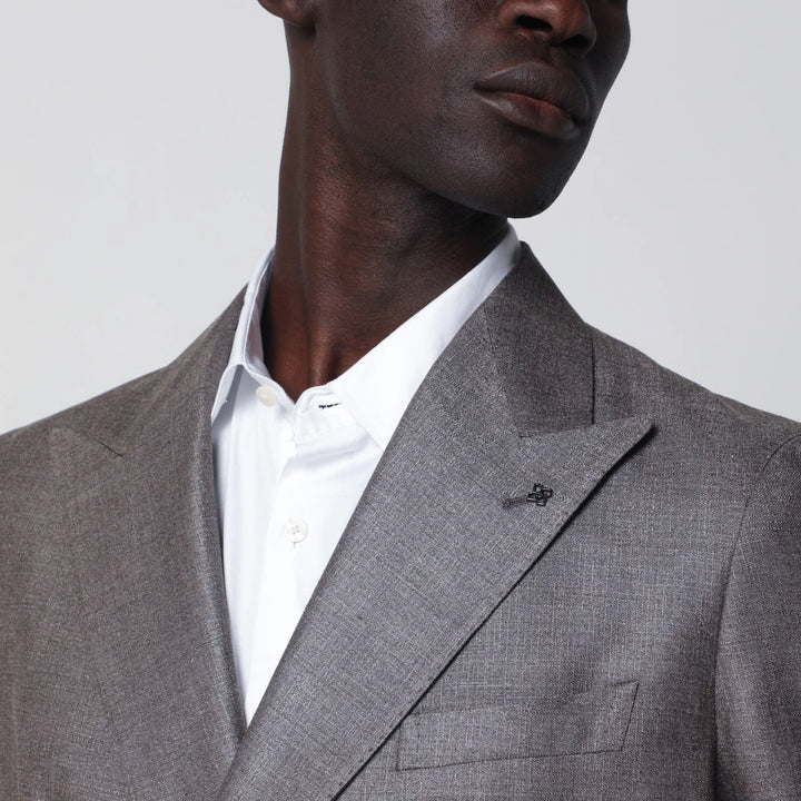 Tagliatore - Grey silk and wool double-breasted jacket