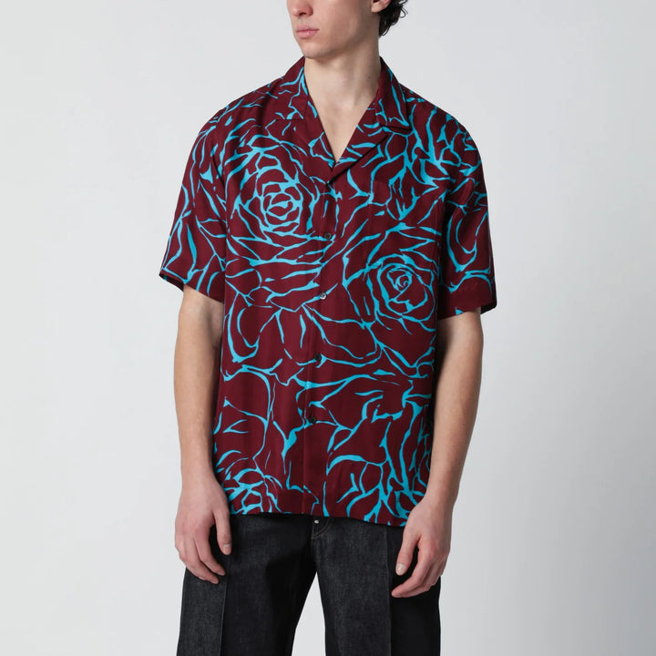 Dries Van Noten - Burgundy shirt with Archive Rose print