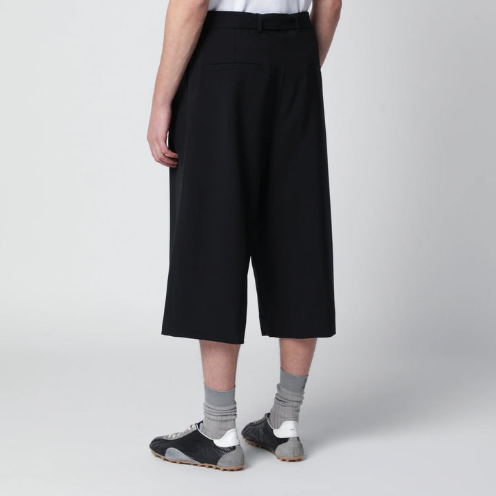 Dries Van Noten - Black cropped wide trousers in wool blend