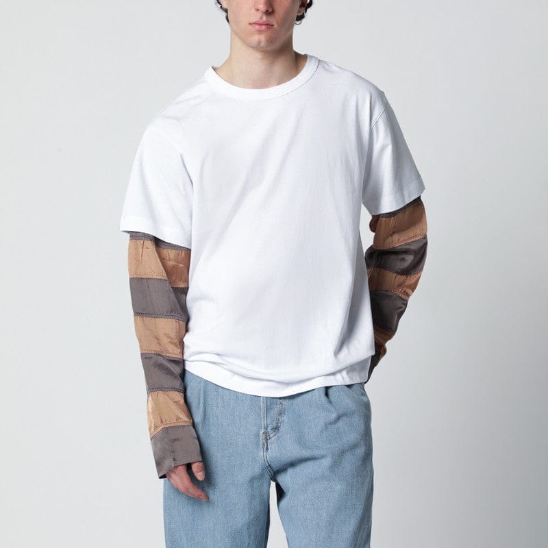 Shirts & Tops Dries Van Noten - White T-shirt with striped sleeves - M Brand