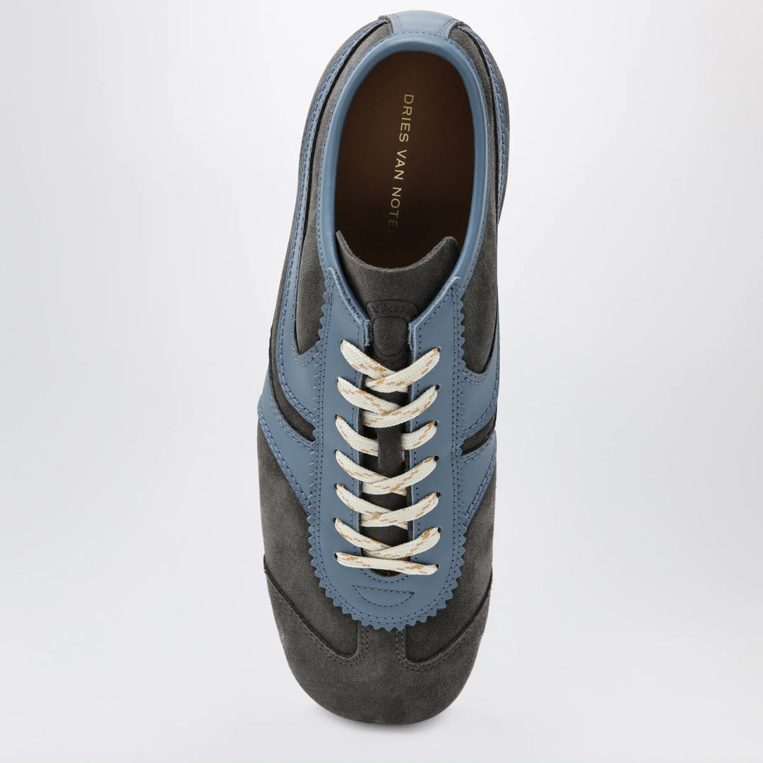 Dries Van Noten - Steel grey leather and suede Sneakers