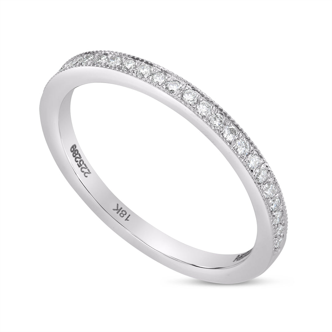Leibish Diamond Wedding Ring with Milgrain Edge