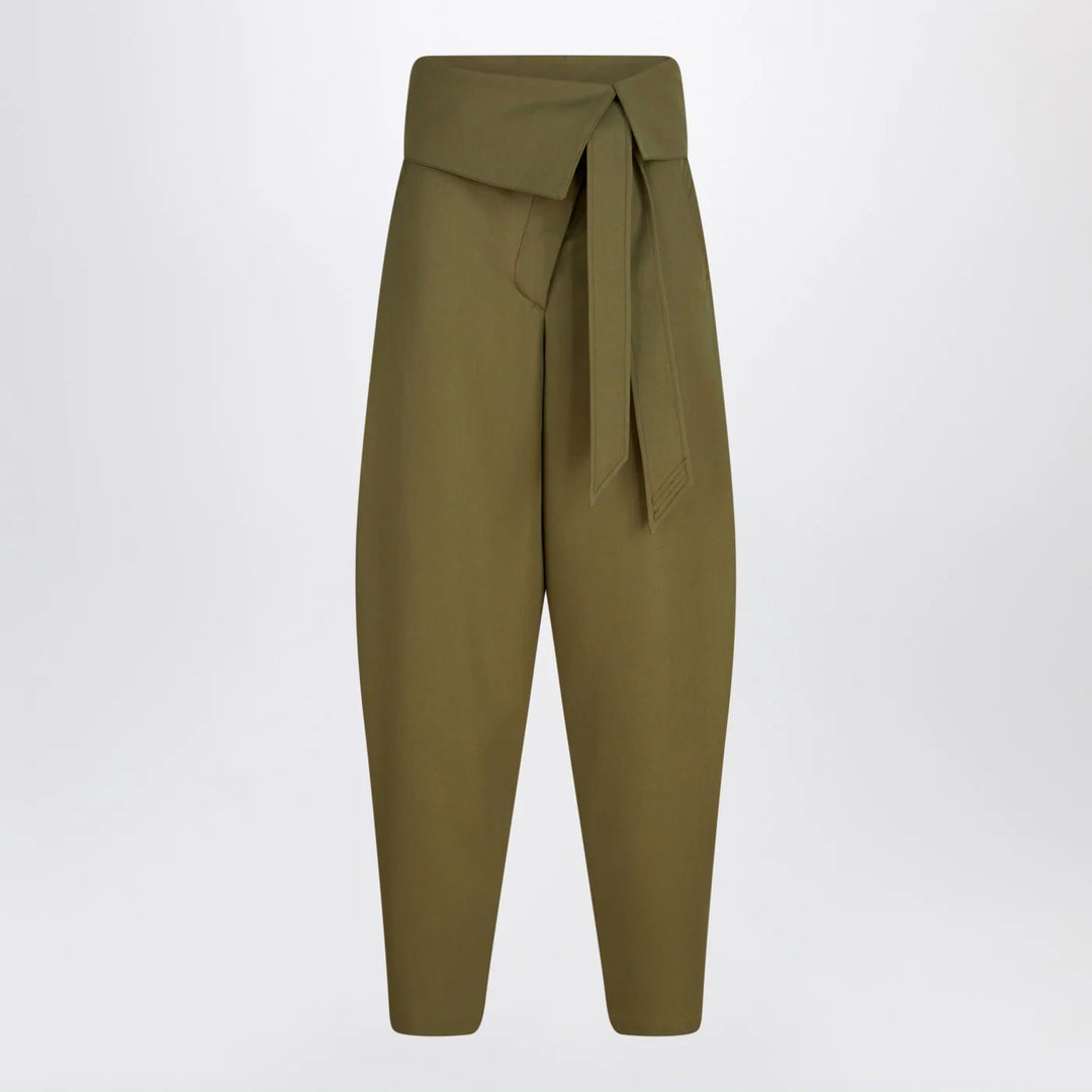 The Attico - Military green wool gabardine trousers