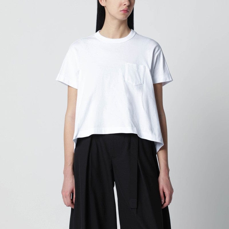 Shirts & Tops Sacai - White cropped cotton T-shirt - 2 Brand