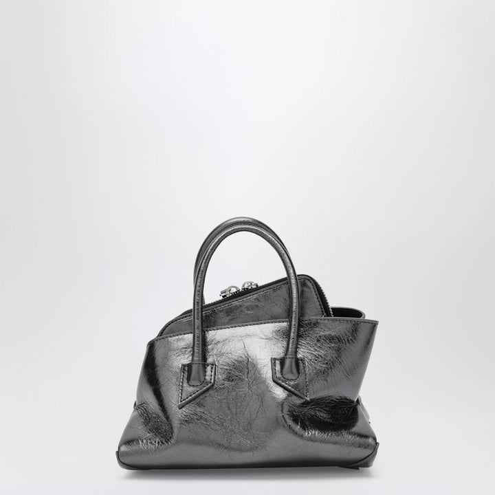 The Attico - La Passeggiata Mini dark grey cracked laminated leather bag