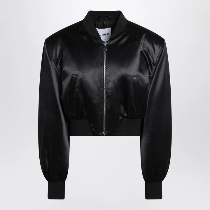The Attico - Black shiny cropped bomber