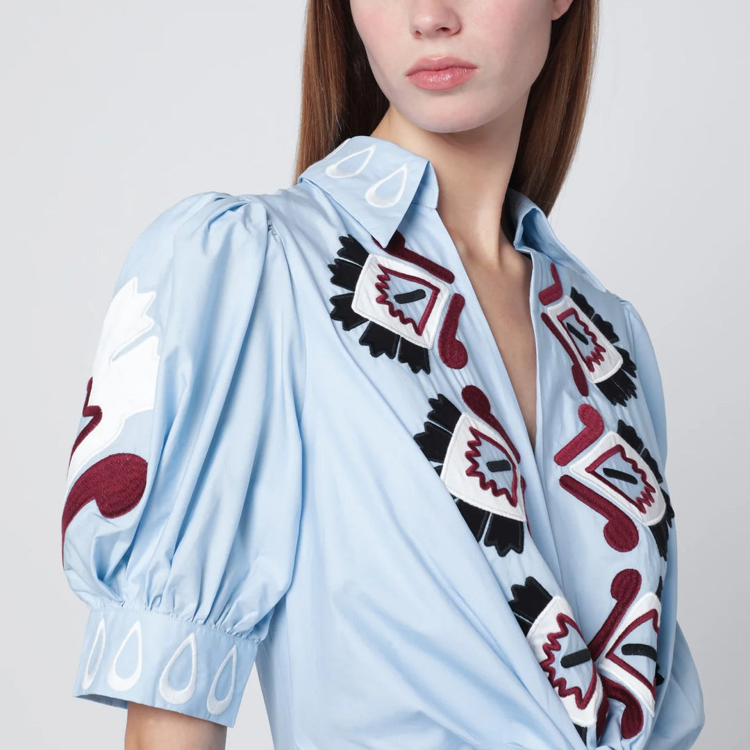 FARM Rio - Light blue embroidered long dress with bow