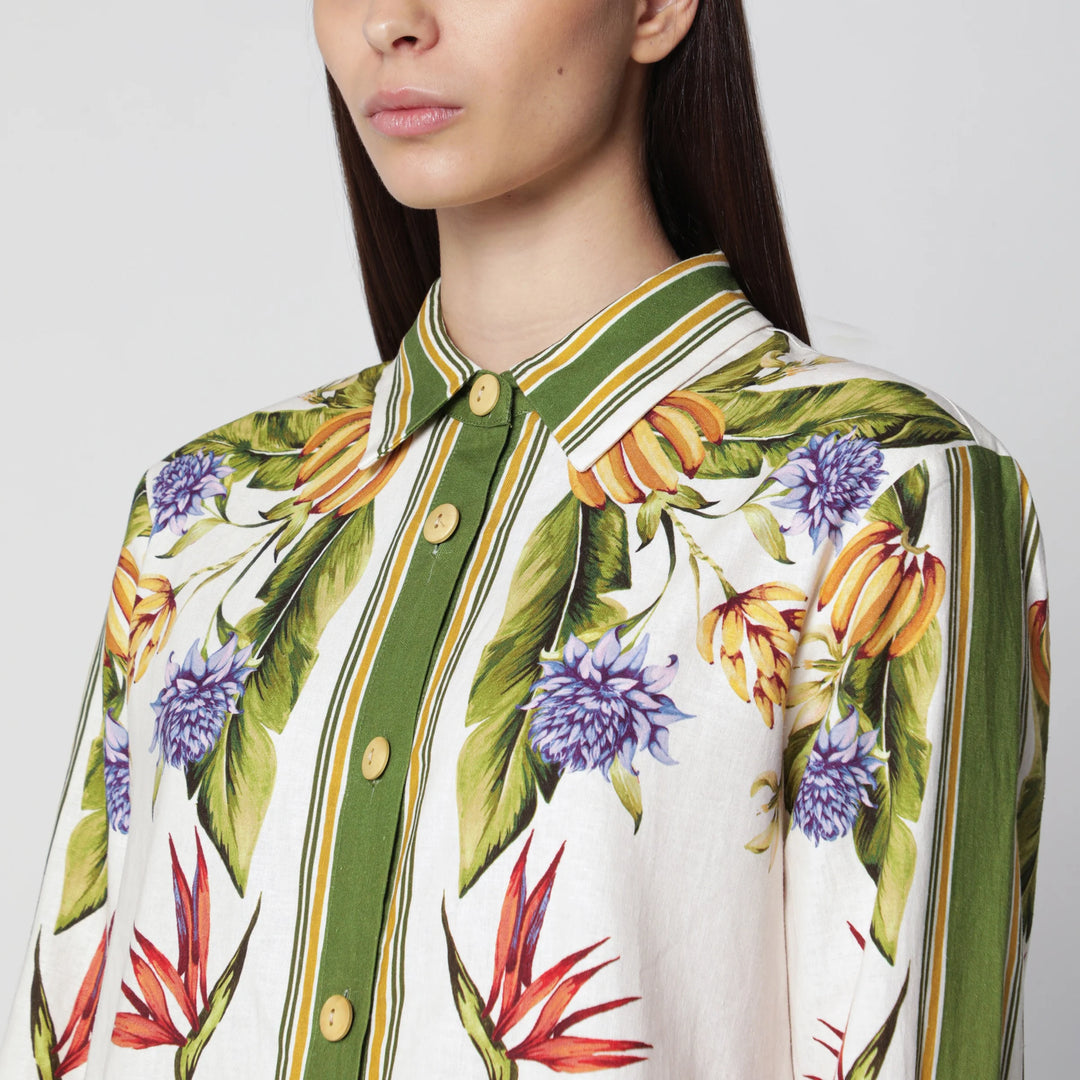 FARM Rio - Sand Tropical Scarf linen-blend shirt