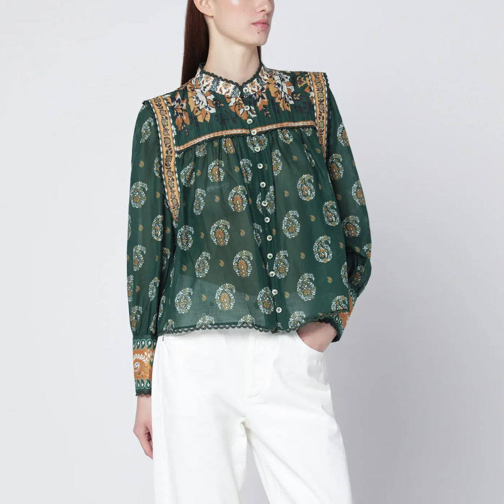 FARM Rio - Tayla green cotton blouse Brand Shirts & Tops XS