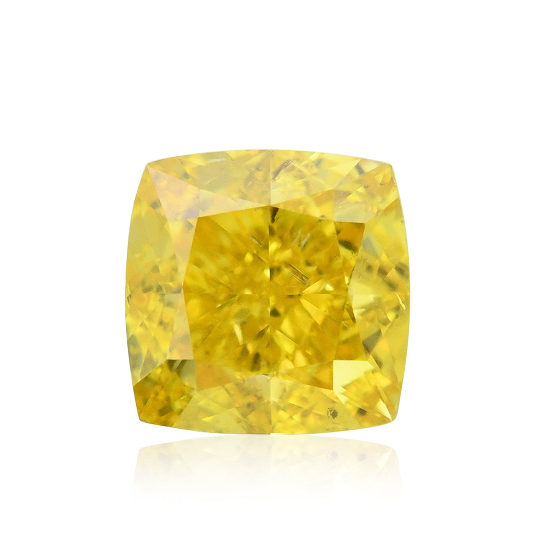 0.55 Carat Fancy Vivid Yellow Cushion Diamond SI2 GIA