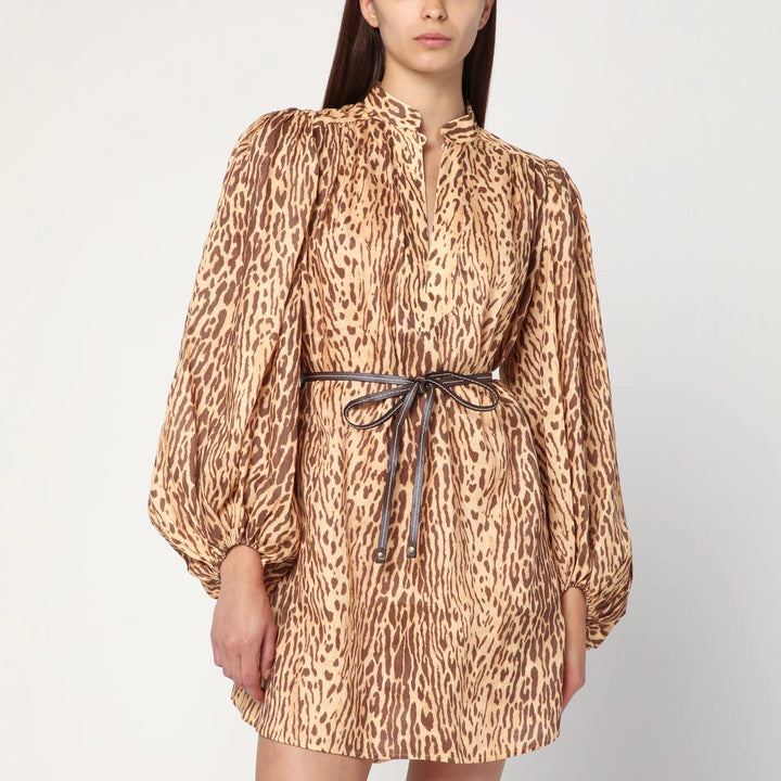 ZIMMERMANN - Leopard print short dress in linen