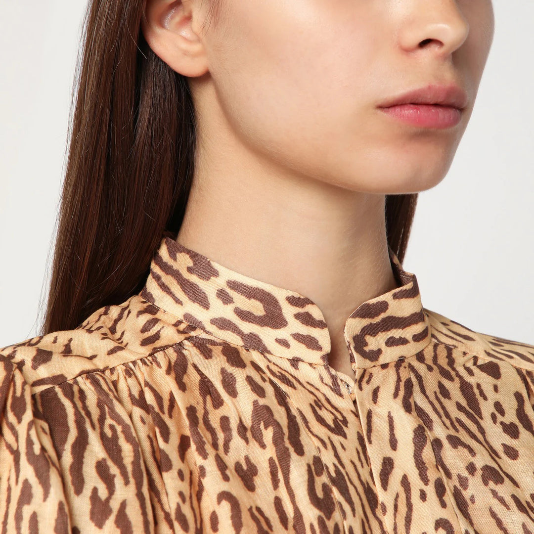 ZIMMERMANN - Leopard print short dress in linen