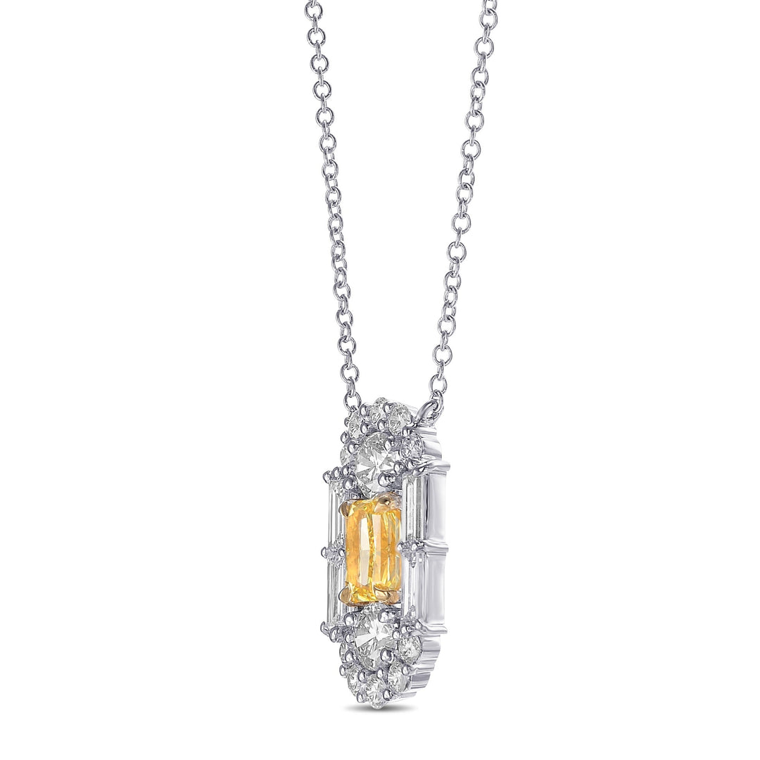 Leibish Extraordinary Fancy Vivid Yellow Diamond Art Deco Pendant