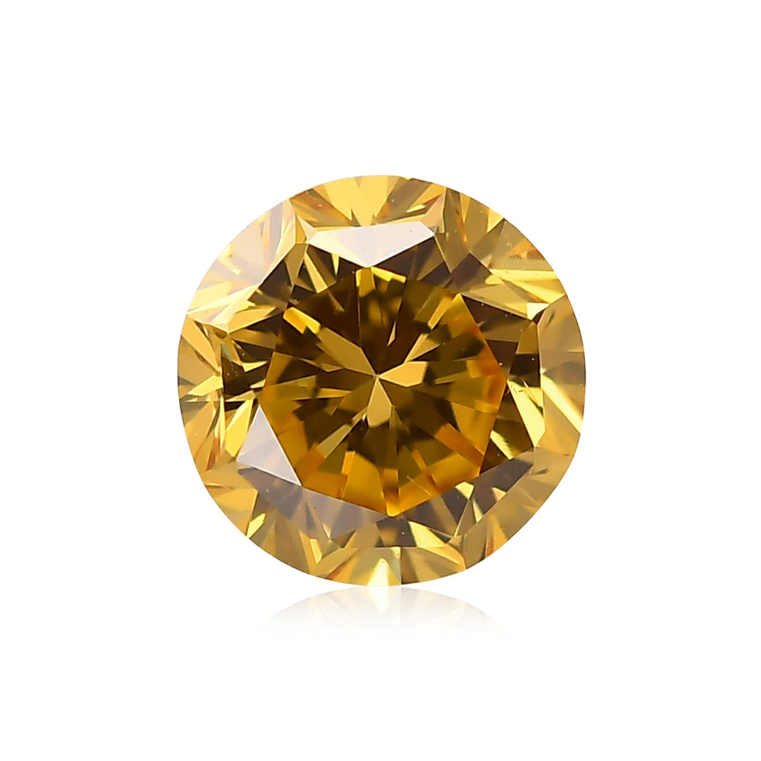 0.53 Carat Fancy Intense Orange Yellow Round Diamond SI1 GIA
