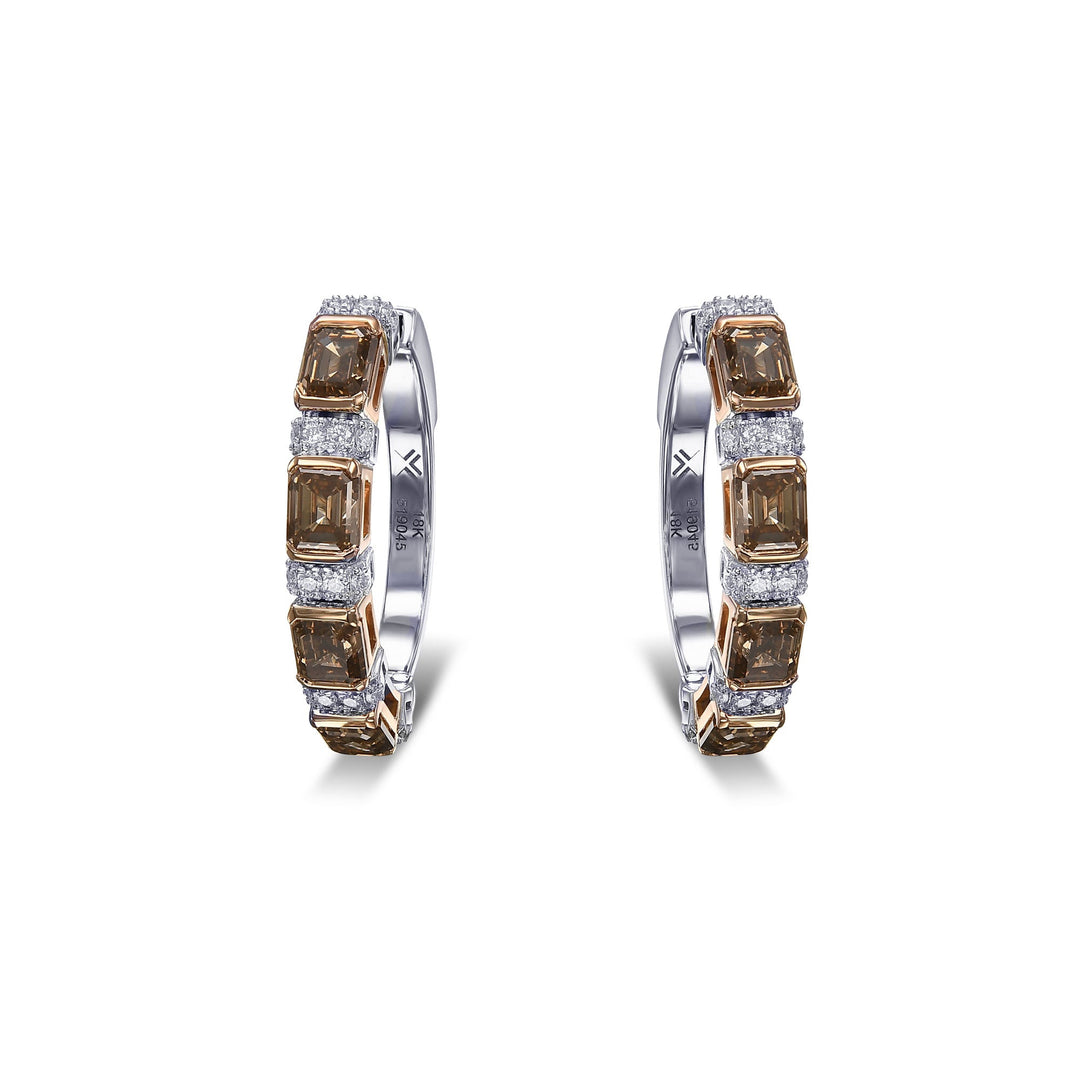 Leibish Fancy Brown Diamond Hoop Earrings