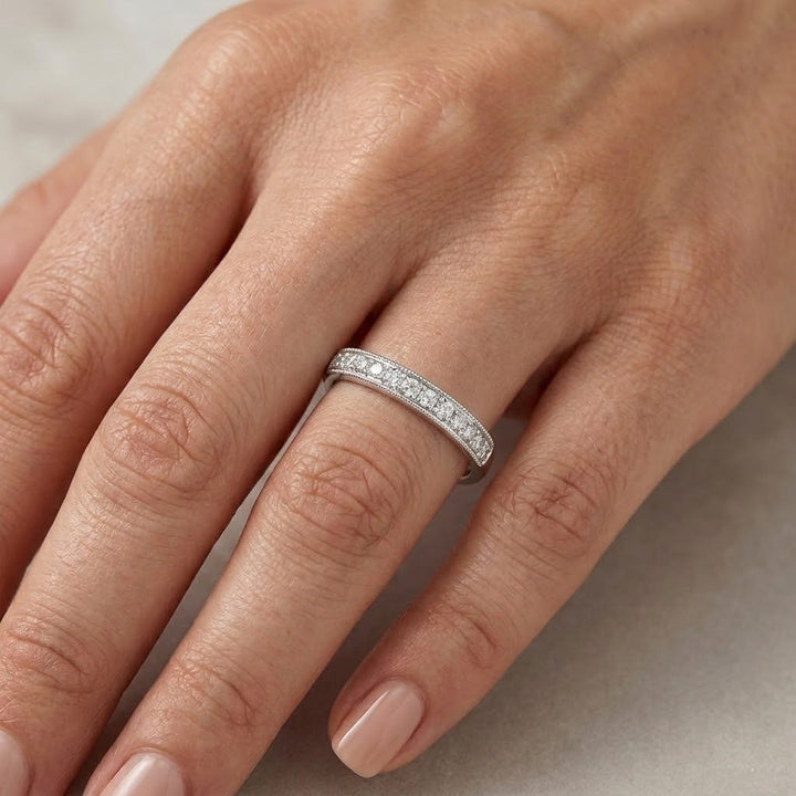 Leibish Diamond Half Eternity Wedding Ring