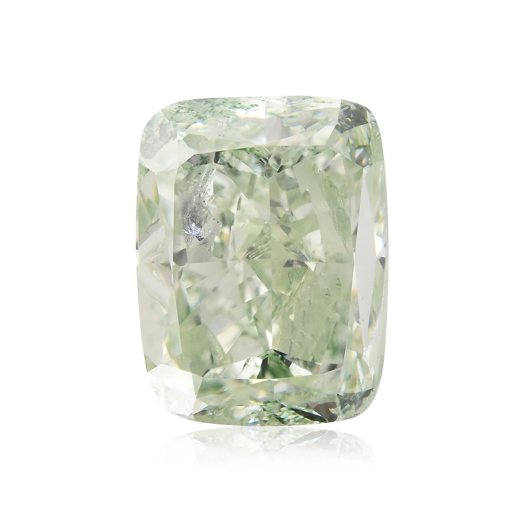 2.26 Carat Fancy Light Yellowish Green Cushion Diamond (SI1) GIA