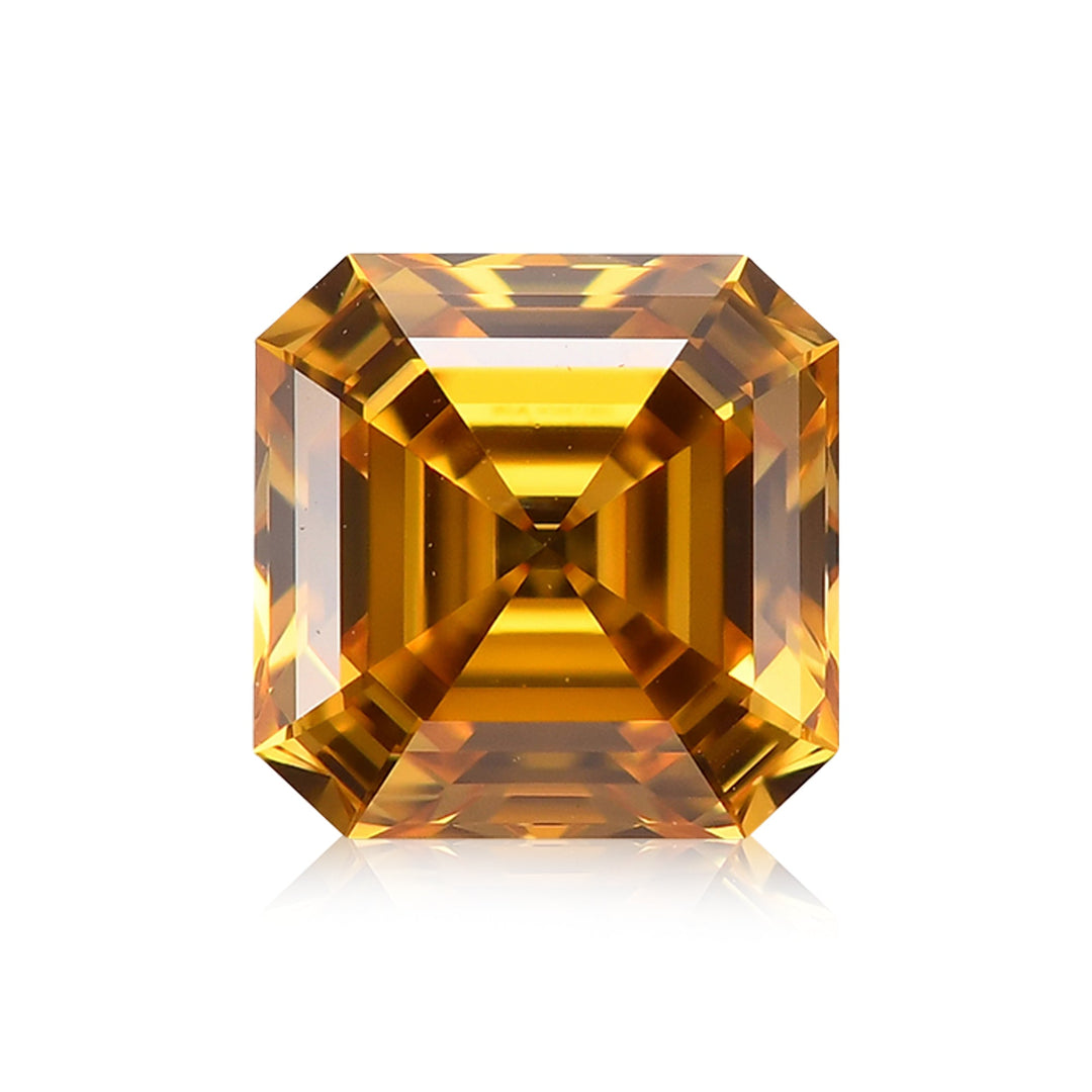 0.71 Carat Fancy Vivid Orangy Yellow Asscher Diamond VS2 GIA