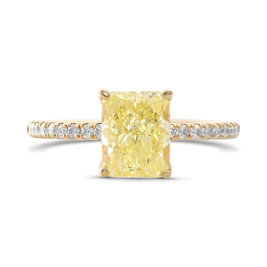 Leibish Fancy Yellow Radiant Diamond Side-stone Ring VVS1 GIA