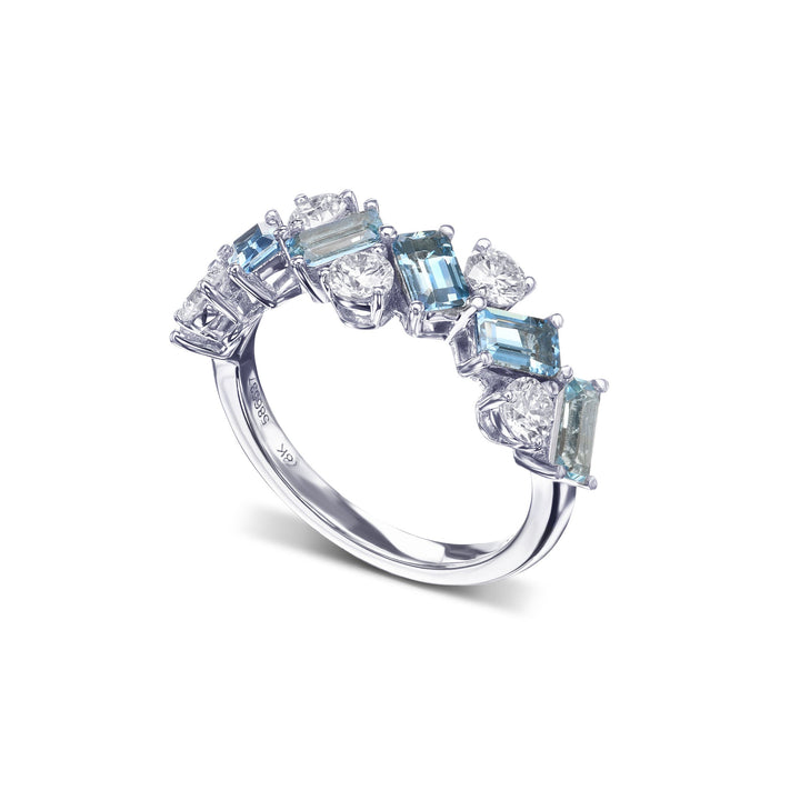 Leibish Aquamarine and Diamond Band Ring