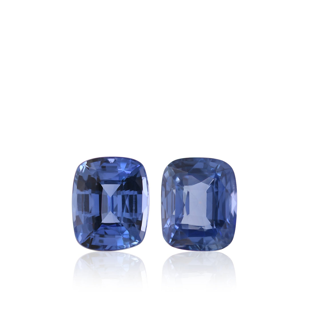 6.02 Carat Blue Cushion Sapphires CD Pair