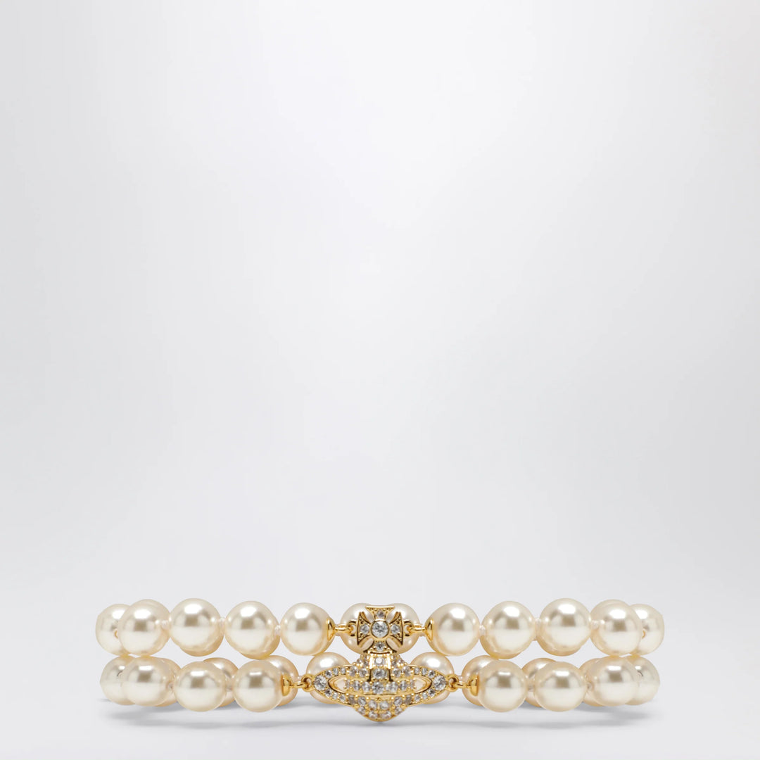 Vivienne Westwood - Gold Orb two-row bracelet with pearls
